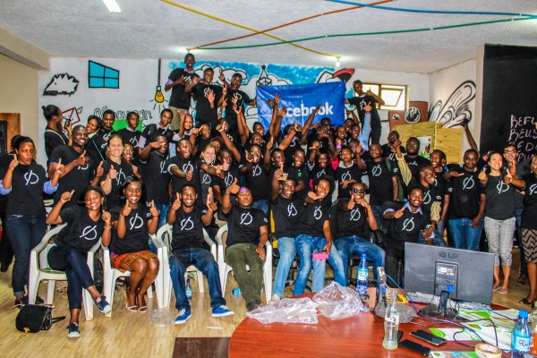 College students in Lilongwe  posing with Facebook and TNM officials during a Smart Challenge orientation  workshop