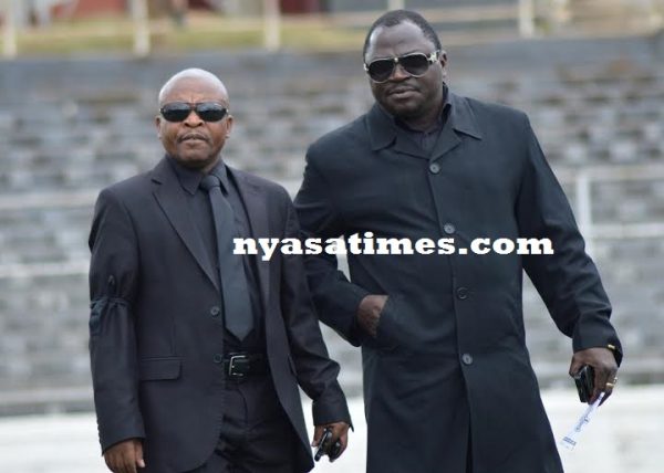 Comedians Michael Usi and Boniface Kalindo , mourning ..Photo Jeromy Kadewere