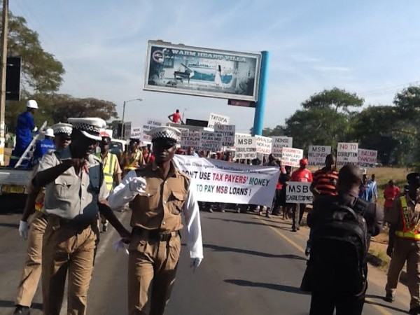 The protests in Lilongwe against 'new cashgate'' through MSB sale.-Photo by Alfred Chauwa, Nyasa Times