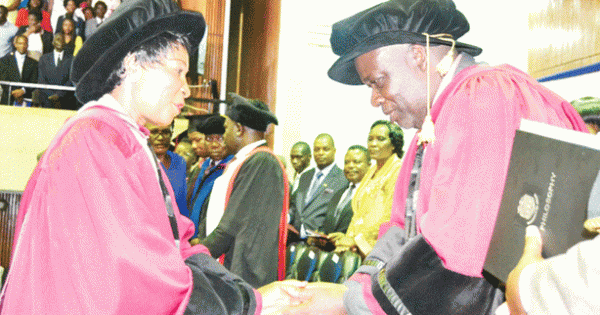 Dr Getrude Mutharika received her honourary degree from Unima