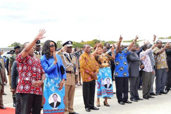 Vice president Dr. Saulos Chilima, some Ministers and some Government officials wave Peter Mutharika on his journey to Addis Ababa, Ethiopia at KIA, Lilongwe-(c) Abel Ikiloni, Mana