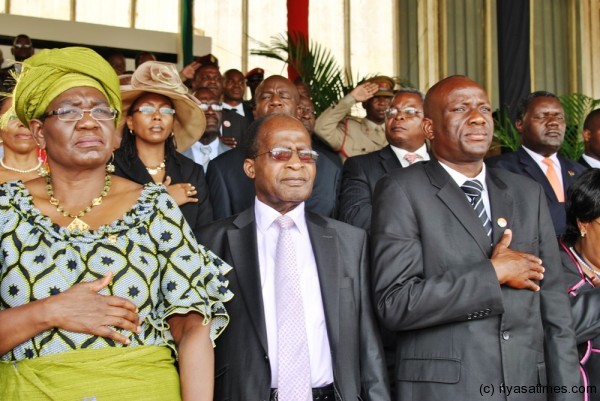 Education Minister Eunice Kazembe with Leader of Opposition John Tembo and PP Deputy Secretary General George Zulu