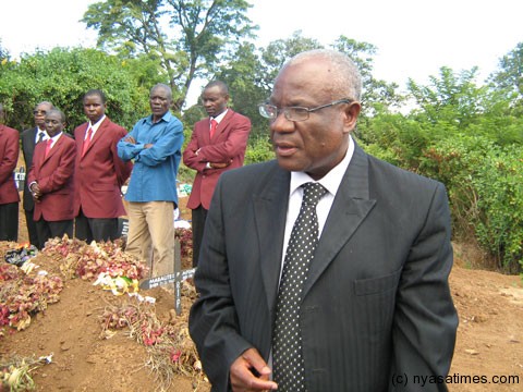 Retured Supreme Court judge Elton Singini at the burial ceremony of Chiume