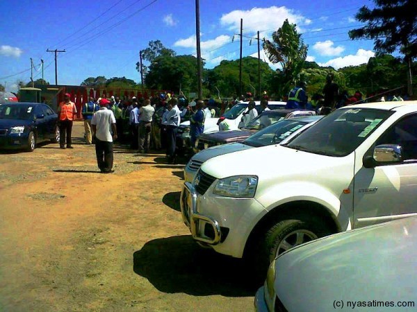 Employees gathered outside Carlsberg offices-Phot by Jeromy Kadewere