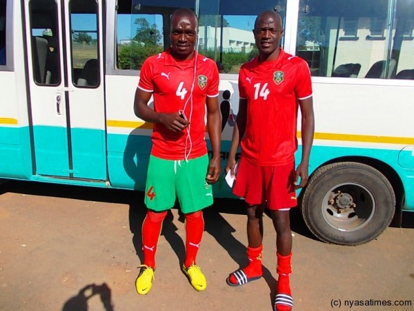 Esau Kanyenda and Chiukepo Msowoya going for Friday's morning training session....Photo Jeromy Kadewere