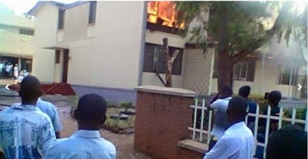 On fire: Lunzu convent near Mlambe Hospital