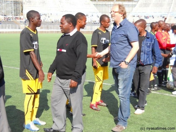 Flames coach Tom  Saintfiet and assistant Ng'onamo at a local  game....Photo Jeromy Kadewere