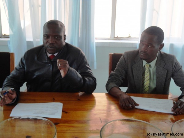 Football Association of Malawi CEO Sugzo Nyirenda Zakazaka briefing reporters ....Photo Jeromy Kadewere