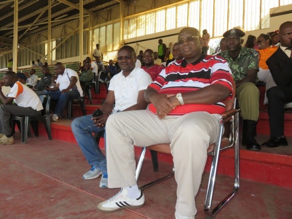 Former Vice President Khumbo Kachali and Fisd chair Mike Tembo enjoying the game proceedings, Pic Alex Mwazalumo