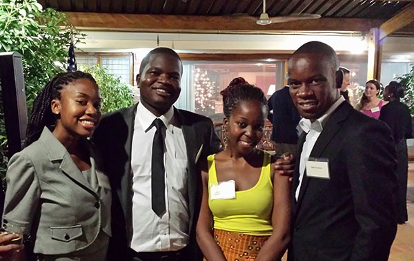 From left to right_ Isabel Kumwembe (GHC Malawi Program Associate and alum), Lonjezo Sithole (president - GHC Malawi Alumni Chapter), Esnatt Gondwe (GHC alum), Peter Pindani (GHC alum)