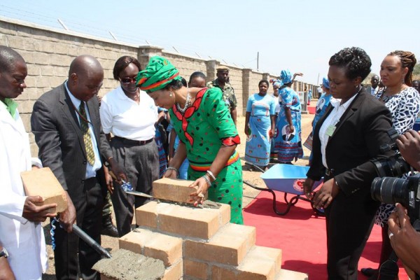 First Lady lays stone