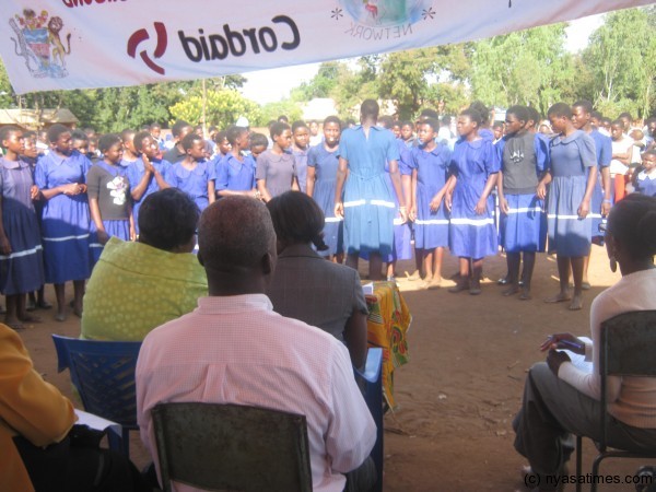 Girl power... primary school grils singing project's praise songs