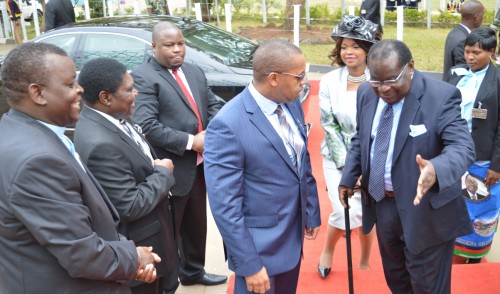This is the direction: Finance Minister Goodall Gondwe show the way to Vice President Saulos Chilima