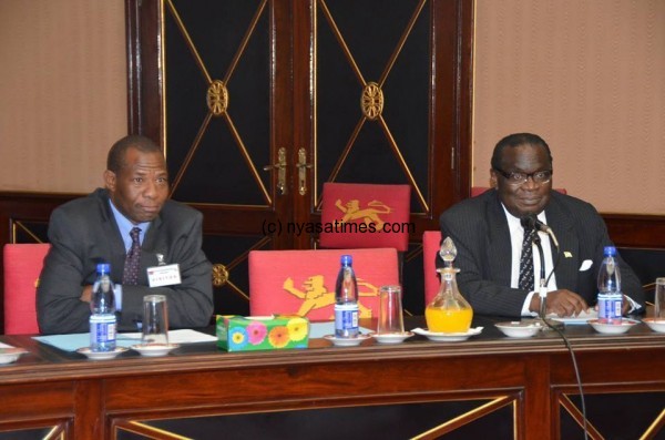Finance Minister Goodall Gondwe (right) : Money will be channeled to rehabilitate places affected by floods
