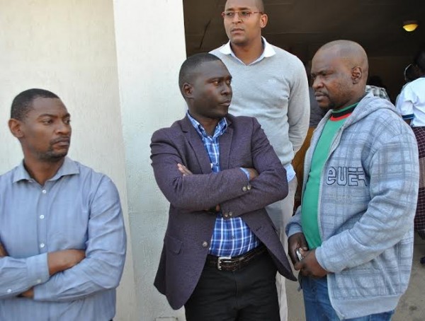 Grief for football officials Sulom Treasurer Tiya Somba Banda ( centre) Nyamilandu (left) Suzgho Ngwira and Daud Suleman ... d faces....Photo Jeromy Kadewere