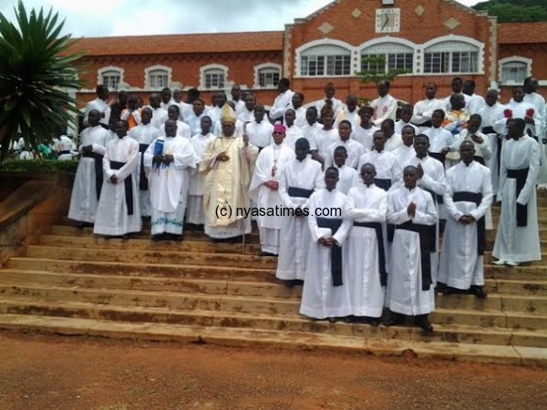 Catholic clerics outisde the Kachebere Major Seminary...Photo courtesy of Fr Steven Likhutcha.