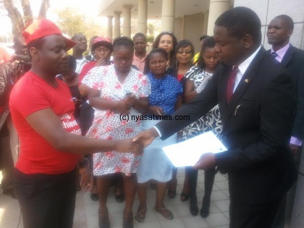 Handing over the petition