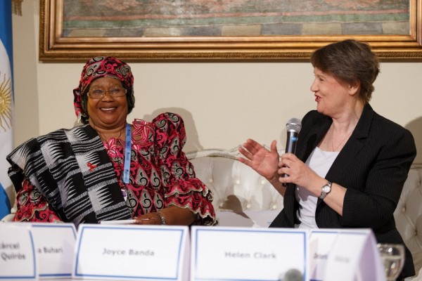 Helen Clark and JB during the panel discussion