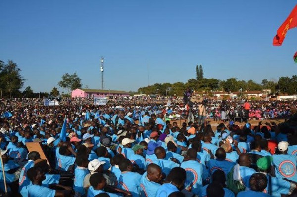 Home ground: Crowds that attended Mutharika's rally in Thyolo