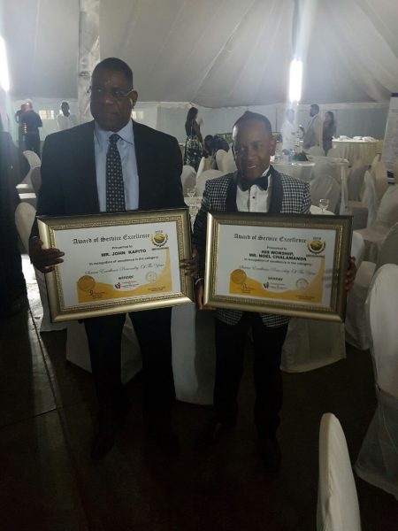 Kapito, Chalamanda showing their awards