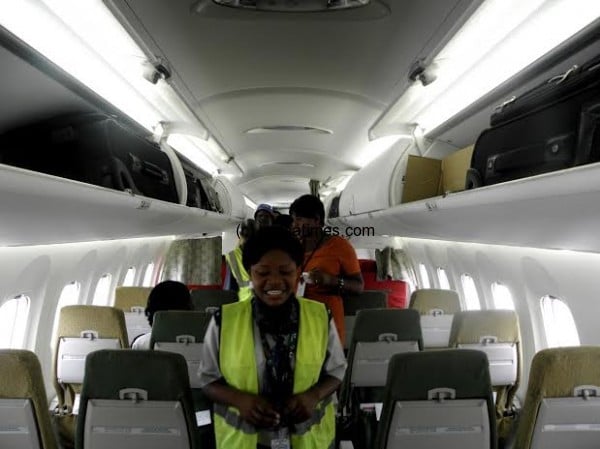 Inside the Bombardier Q400 aircraft- Pic Lucky Mkandawire 