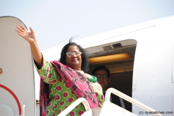 Good byee: President Banda off to US