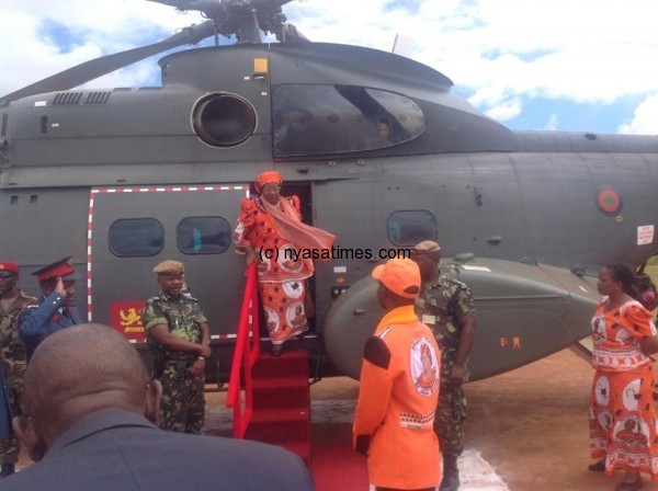 President Banda: Increasingly confident of winning the elections and the ones who were dreaming of getting on this helicopter by May 21 should be worried