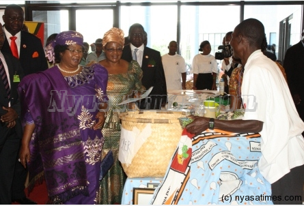 President Banda tours the exhibition during the launch.-Photo credit Felix Washon/Mana