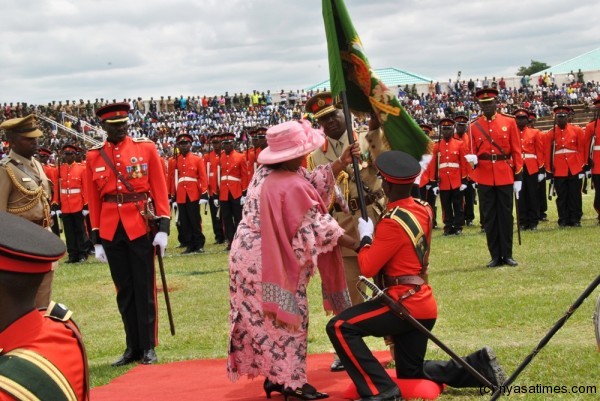 JB presents colours to officially commission the Chilumba Batallion