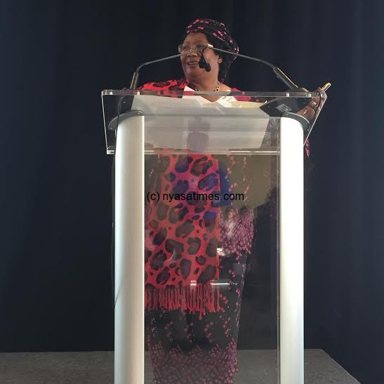 Joyce Banda delivering her address at the Realcause launch in New YORK