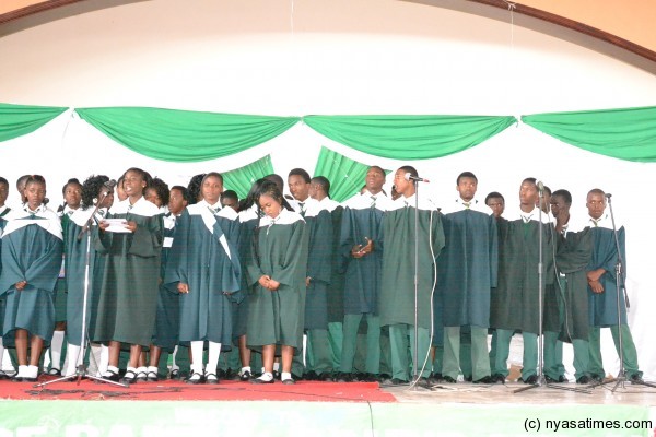Pupils at Joyce Banda Foundation singing at grdauation