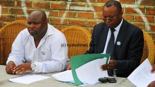 James Chuma and Henry Chibowa ready to conduct the elections.....Photo Jeromy Kadewere.