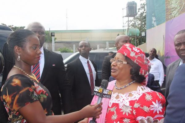Joyce Banda being interviewed by Nigerian international television TVC News