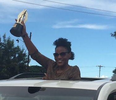 Joyce Mhango Chavula parades the trophy