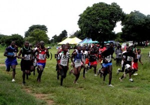 Junior men's athletes at Njamba Park, most of them running barefooted and in their ordinary attire- Pic Lucky Mkandawire