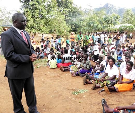 Kajumo addressing a gathering at Michiru Primary School Ground- Pic Lucky Mkandawire