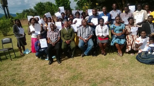 Kaleso 4th from left seat and next is Bottomani in group photo with care givers  after receiving the certicates