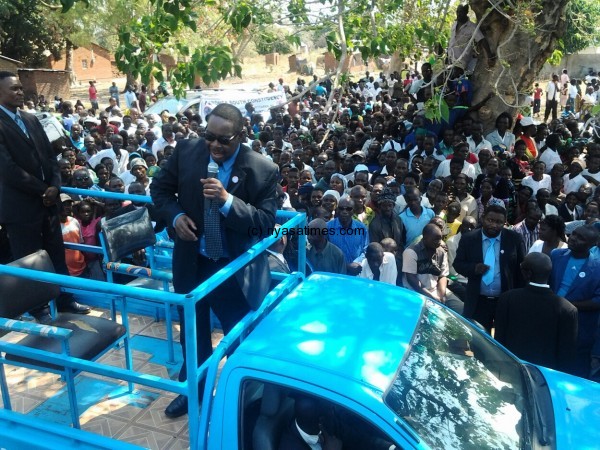 Peter Mutharika speaking on one of his venue