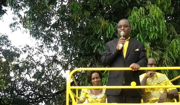 On the way to the north, Atupele had a meeting in Chiradzulu where he introduced one of the parliamentary candidates for UDF in the photo speaking- Leonard Hayes Chimbanga