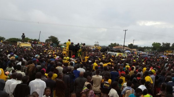 Crowds that braved the rains in Lilongwe to attend UDF rally