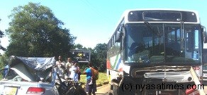 This Toyota Carina, registration SA 6579, rammed into a bus belonging to National Bus Company