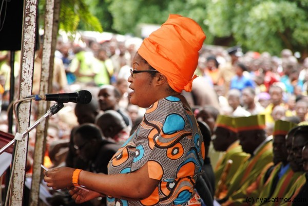 Local Government Minister Grace Maseko makes her remarks at the funeral