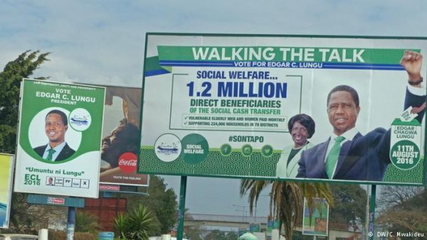 Lungu campaign posters - Zambia′s election is too close to call