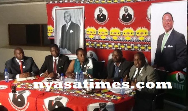 MCP leadership during the new conference at its party headquarters in Lilongwe