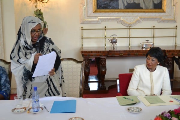 First Lady  Gertrude Mutharika listens from Dr. Rogaia, Deputy UNFPA Representative, gives her remarks at Kamuzu Palace in Lilongwe-(c) Abel Ikiloni, Mana 