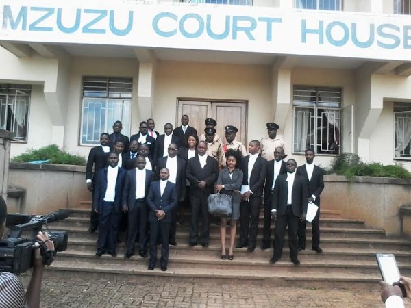 Lawyers with the onluy judge at Mzuzu High Court, Dingiswayo Madise 
