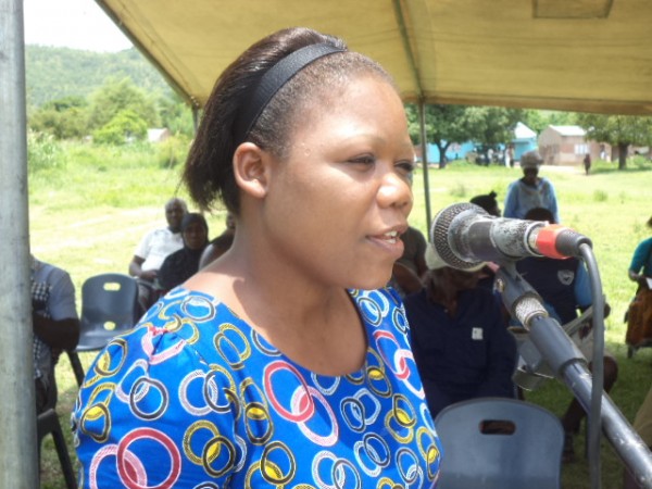 Malawi Lake Basin Programme District Coordinator for Mangochi, Bridget Fulagombe speaking during the launch of the district tree planting season in the area of Senior Chief Chimwala. Pic Arnold Namanja (MANA)