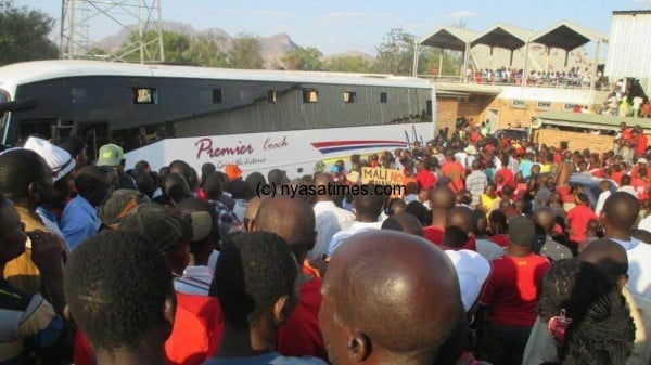 Malawi fans cheered the team in its coach.-Photo by Jeromy Kadewere, Nyasa Times