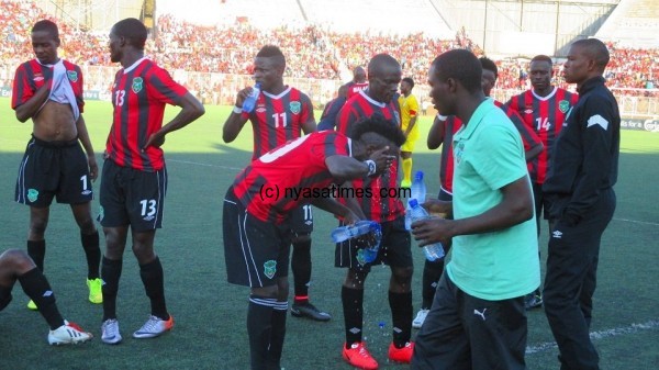 Malawi players before penalties.-Photo by Jeromy Kadewere, Nyasa Times