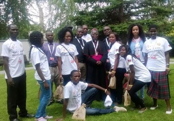 Malawian Youths posing with Bishop Musikuwa in Poland-pix by Martin Njolomole